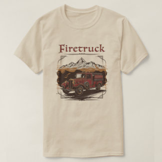 Retro fire engine mountain range tシャツ