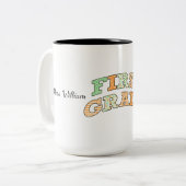 Retro First Grade Back to School Typography ツートーンマグカップ (正面左)