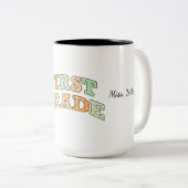 Retro First Grade Back to School Typography ツートーンマグカップ (正面右)