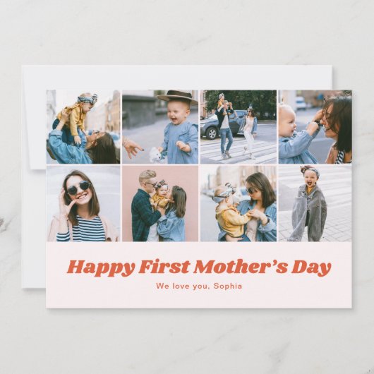 Retro First Mothers Day 12 Photo Collage  シーズンカード (正面)