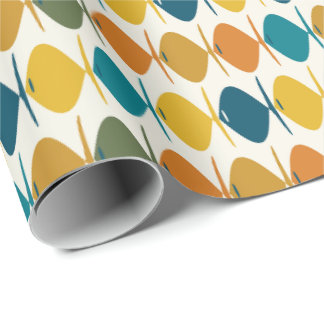 Retro Fish Mid Century Modern Multicolor Pattern ラッピングペーパー