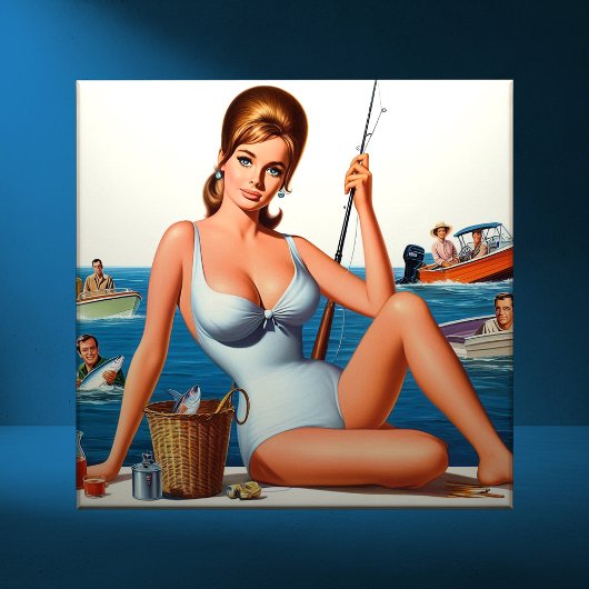 Retro Fishing Pin-up タイル