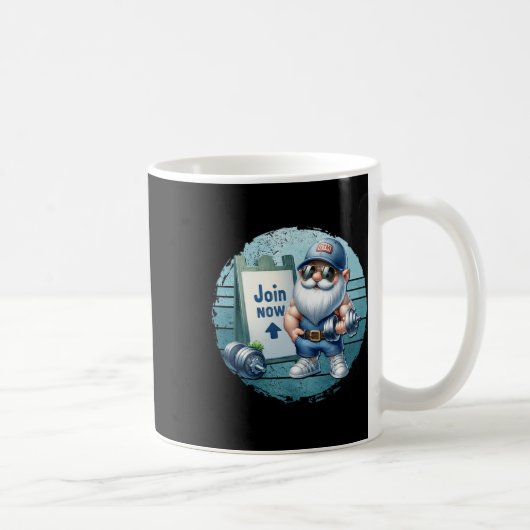 Retro Fitness Gnome In Gym Outfit With Dumbbells V コーヒーマグカップ (右)