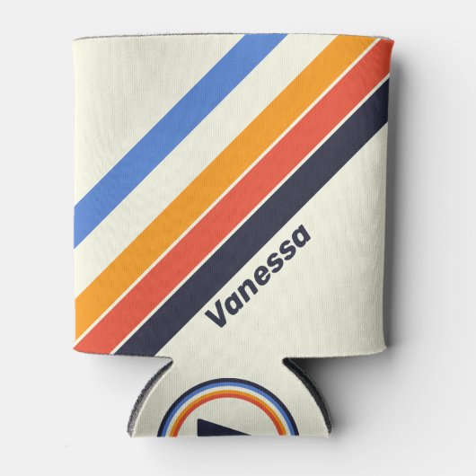 Retro five Stripes with Name 缶クーラー (正面)