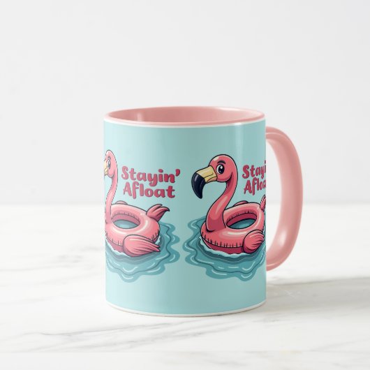Retro Flamingo Float Funny Summer マグカップ (正面右)