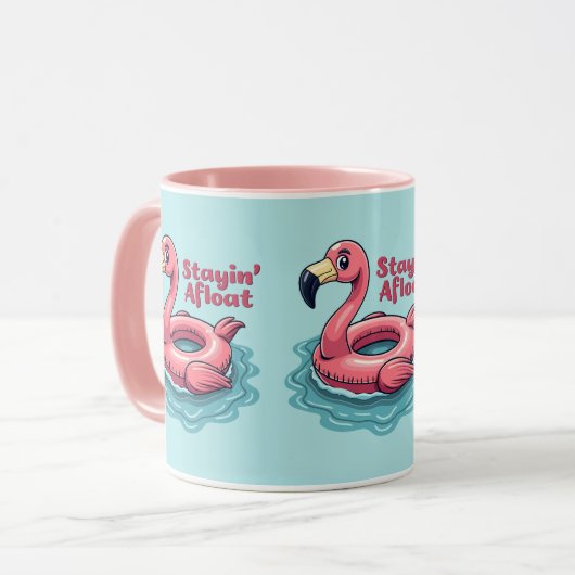 Retro Flamingo Float Funny Summer マグカップ (正面左)