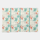 Retro Flamingo Poolside Summer Pattern (2) キッチンタオル (横)