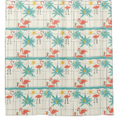 Retro Flamingo Poolside Summer Pattern (2) シャワーカーテン (正面)