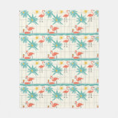 Retro Flamingo Poolside Summer Pattern (2) フリースブランケット (正面)