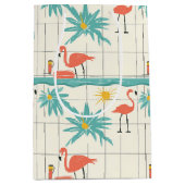 Retro Flamingo Poolside Summer Pattern (2) ミディアムペーパーバッグ (正面)