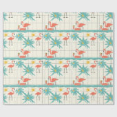 Retro Flamingo Poolside Summer Pattern (2) ラッピングペーパー (フラット)