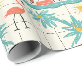 Retro Flamingo Poolside Summer Pattern (2) ラッピングペーパー (ロールコーナー)