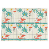 Retro Flamingo Poolside Summer Pattern (2) ラージペーパーバッグ (裏面)
