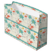 Retro Flamingo Poolside Summer Pattern (2) ラージペーパーバッグ (裏面アングル)