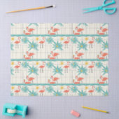 Retro Flamingo Poolside Summer Pattern (2) 薄葉紙 (クラフト)