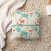 Retro Flamingo Poolside Summer Pattern (3) クッション (ブランケット)