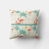 Retro Flamingo Poolside Summer Pattern (3) クッション (裏面)