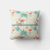 Retro Flamingo Poolside Summer Pattern (3) クッション (正面)