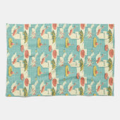 Retro Flamingo Poolside Summer Pattern (4) キッチンタオル (横)