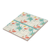 Retro Flamingo Poolside Summer Pattern (4) タイル (側面)