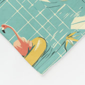 Retro Flamingo Poolside Summer Pattern (4) フリースブランケット (角)