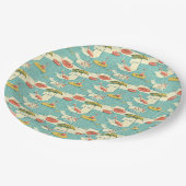 Retro Flamingo Poolside Summer Pattern (4) ペーパープレート (アングル)