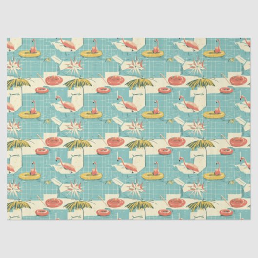 Retro Flamingo Poolside Summer Pattern (4) 薄葉紙 (正面)