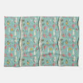 Retro Flamingo Poolside Summer Pattern (5) キッチンタオル (横)