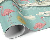 Retro Flamingo Poolside Summer Pattern (5) ラッピングペーパー (ロールコーナー)