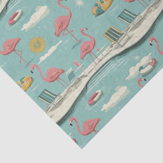 Retro Flamingo Poolside Summer Pattern (5) 薄葉紙 (詳細)