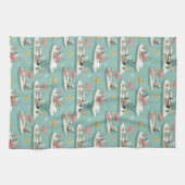 Retro Flamingo Poolside Summer Pattern (6) キッチンタオル (横)