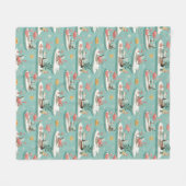 Retro Flamingo Poolside Summer Pattern (6) フリースブランケット (正面(横))