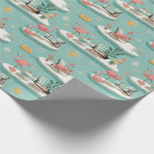 Retro Flamingo Poolside Summer Pattern (6) ラッピングペーパー (角)