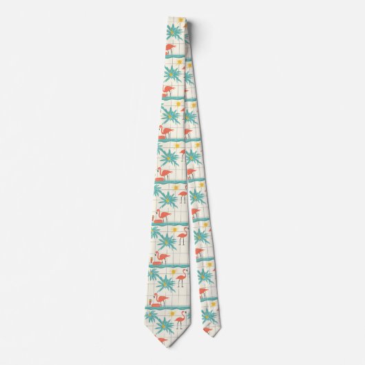 Retro Flamingo Poolside Summer Pattern (7) ネクタイ (正面)