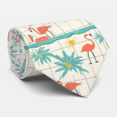 Retro Flamingo Poolside Summer Pattern (7) ネクタイ (ロール)