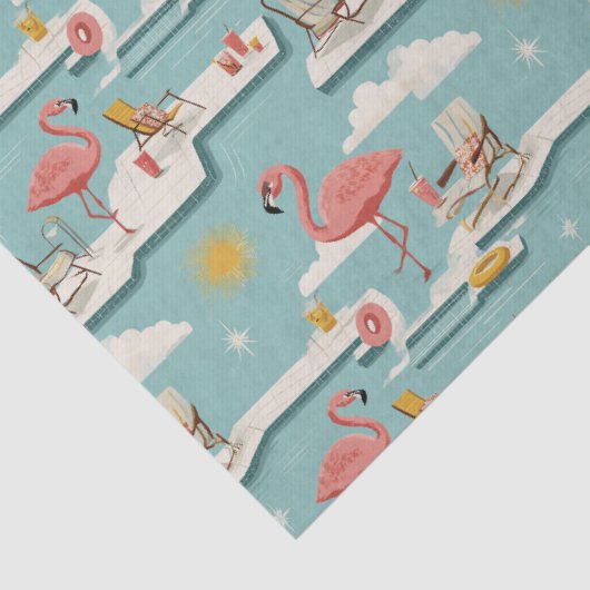 Retro Flamingo Poolside Summer Pattern (7) 薄葉紙 (詳細)