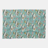 Retro Flamingo Poolside Summer Pattern (8) キッチンタオル (横)