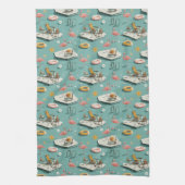 Retro Flamingo Poolside Summer Pattern (8) キッチンタオル (縦)