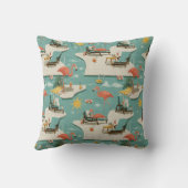 Retro Flamingo Poolside Summer Pattern (8) クッション (裏面)