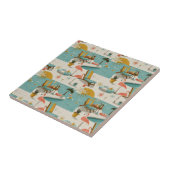 Retro Flamingo Poolside Summer Pattern (8) タイル (側面)