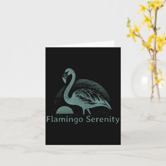 Retro Flamingo Sunset Funny 70s 80s 90s Men Women カード (黄色い花)