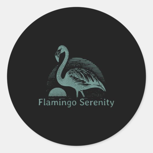 Retro Flamingo Sunset Funny 70s 80s 90s Men Women  ラウンドシール (正面)
