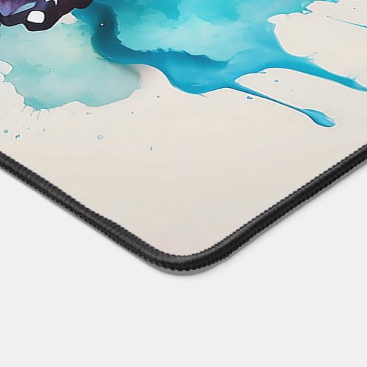 Retro Floating Butterfly Doodle Art デスクマット (コーナー)