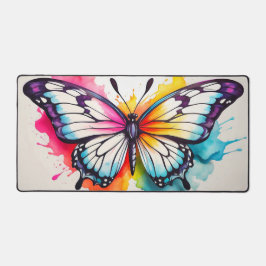 Retro Floating Butterfly Doodle Art デスクマット