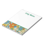 Retro Floral 60s 70s Flowers Personalized ノートパッド (回転)