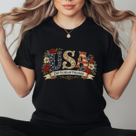 Retro Floral American Anniversary Tシャツ