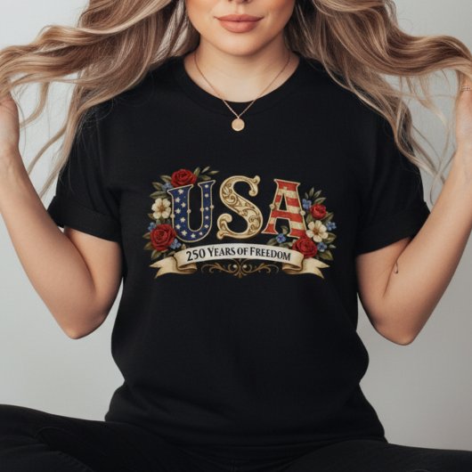 Retro Floral American Anniversary Tシャツ