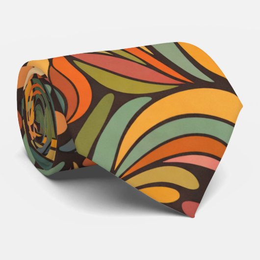Retro Floral Art Nouveau Pattern Décor ネクタイ (ロール)