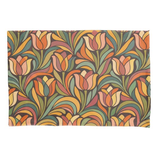 Retro Floral Art Nouveau Pattern Décor 枕カバー (正面)