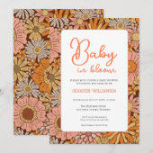 Retro Floral Baby Shower invitation 招待状 (正面/裏面)